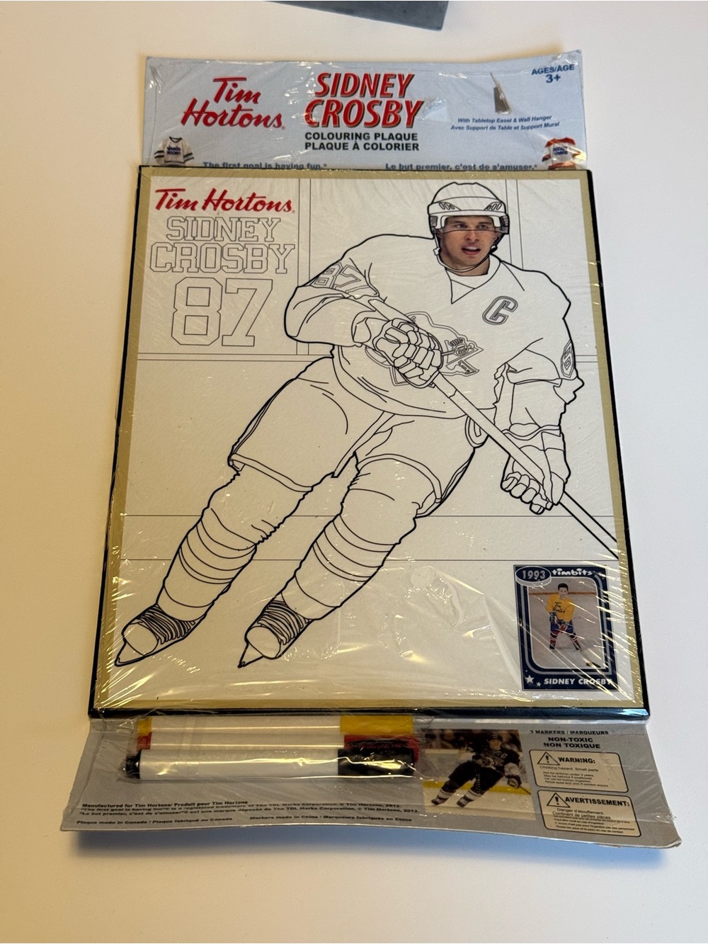 2012 Tim Hortons Sidney Crosby Colouring Plaque with Markers